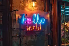 hello发光文字霓虹效果背景图片