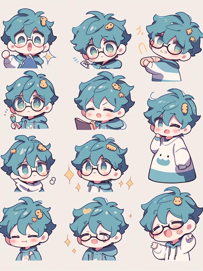 ml5288_sheet_of_cute_boy_stickers_a_individual_ui_design_app_ic ...