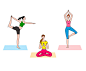 三个练瑜伽的女人矢量插画ti123a3402 :  