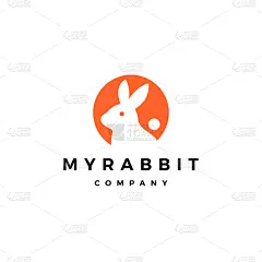 圆形,时尚,兔子,品牌名称,图标,底片,白色,可爱的,概念,性格