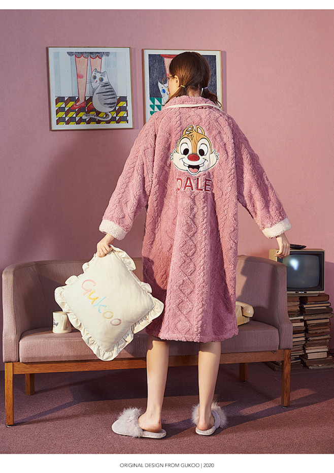 Gukoo/果壳奇奇蒂蒂睡衣女秋冬珊瑚绒...