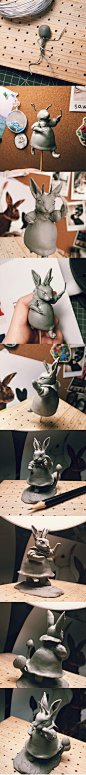 全手工软陶雕塑 小兔子