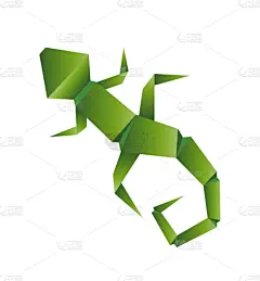 折纸工艺,蜥蜴,白色,分离着色,抽象,几何形状,野生动物,现代,动物