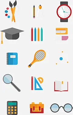 矢量手绘扁平文具_新图网 https://ixintu.com 矢量 手绘 扁平 文具 学习