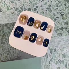 甘蓝琉璃手工穿戴甲成品 高级感气质美甲可拆卸 仙女日常假指甲短-淘宝网