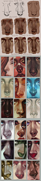 http://anatomicalart.tumblr.com/post/96059128524/harteus-super-quick-nose-painting-tutorial-a  ★ || CHARACTER DESIGN REFERENCES (https://www.facebook.com/CharacterDesignReferences & https://www.pinterest.com/characterdesigh) • Love Character Design? J