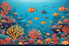 海床海底世界海洋馆插画图片