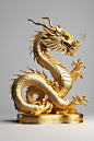 祥瑞尊贵高雅金属黄金龙模型图片