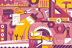 矢量几何扁平风插画  - 源文件下载【酷图网】现代,创意,几何,简约,个性,图案,扁平风,互联网,插画,AI,矢量,设计素材,UI,背景,底纹,纹理