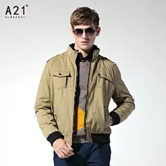 【a21官方旗舰店】a21以纯线上品牌 2013冬装新款男装多袋纯色防风洗水棉衣#防风##品牌##线上##