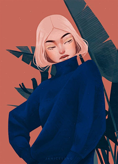 蘑菇啦采集到人物插画欧美