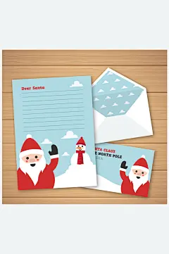创意打招呼的圣诞老人信纸矢量图