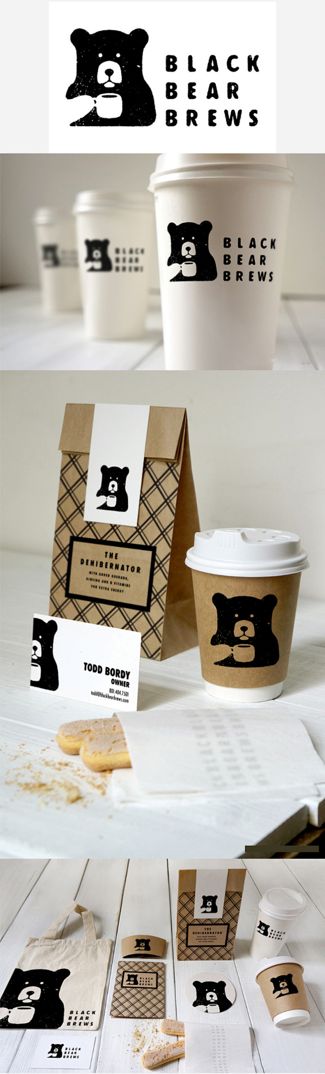 国外咖啡店logo设计-黑熊logo-咖...