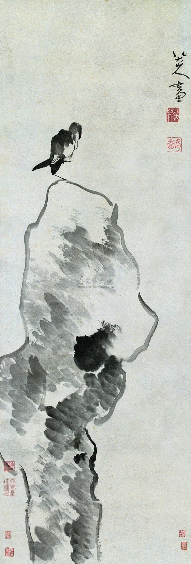 水墨画 鶴 掛軸 八大山人 朱耷 水墨花鳥図 清 八大山人40幅千万级拍品高清欣赏