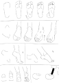 #绘画参考# 观察把握事物特征和构造、分解，然后根据结构线画出足与鞋子。\(≧▽≦)/（by 4shi）