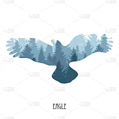 鹰,森林,请柬,纺织品,野生动物,壁纸,模板,装饰物,剪影