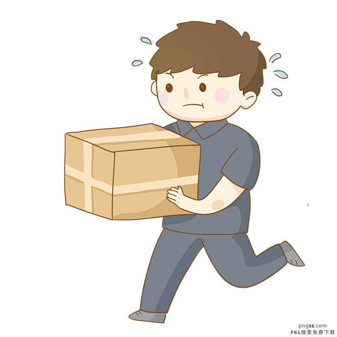 卡通手绘,快递,狂欢,劳累,冒汗,双十一,送货上门,小跑送货,辛苦的快递