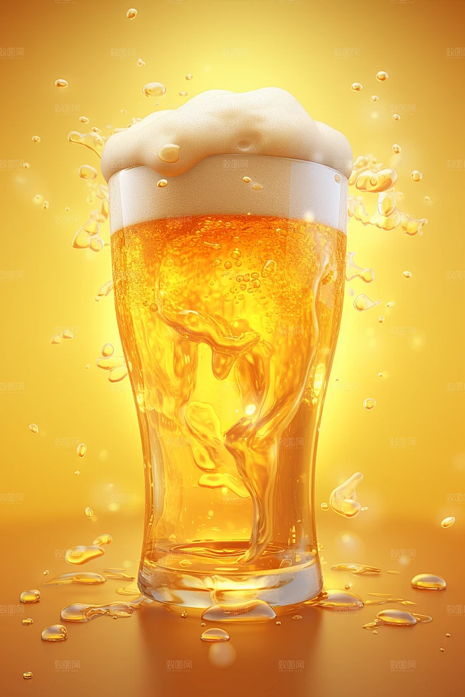 一扎啤酒酒杯啤酒泡沫冰饮摄影图 -花瓣网