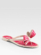 Valentino - Lace-Print Bow Jelly Thong Sandals - Saks.com