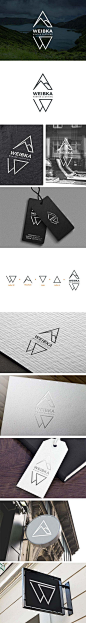 Weibka Winter Clothing Logo Design, Fashion & Sport Brand Identity | Letter W, Letter A, Geometric, Triangle, mountain, lake, mark, branding | Weibka, Geneva Switzerland | Celine Le Duigou, Freelance Graphic Designer, Perth Australia: 