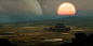Landing Picture  (2d, sci-fi, landscape, spaceship, sunset, planet)