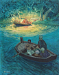 法国20世纪东方主义画家Léon Carré为《一千零一夜》绘制的插画。 ​​​​