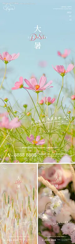 源文件下载【地产花儿大暑节气海报】编号：20220720093024158