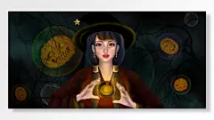 万圣节手绘卡通女孩帽子南瓜橘黄色