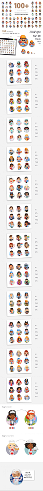100+ Professions Avatars #isolated #collection #clipart #set #solar #head #geometric #icon #woman #mystery #commercial #business #hotel #farmer #people #pictogram #IconDesign #flipflop #stressed