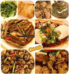 从曾厝安一路走回了酒店，整个人都软了… 晚上决定换一家海鲜吃，去了小眼镜，位置不太好找，人还挺多的，价钱便宜过昨天吃的那家开元141。
因为发现便宜，又是最后一顿海鲜，所以一下就点了八个菜！！我应该是用了十个胃来吃这顿… 上最后一道菜的时候，邻桌全部回头看我们