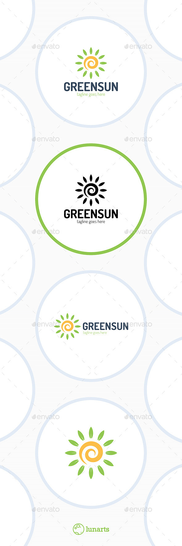 绿色螺旋的太阳标志——自然标志模板Gre...
