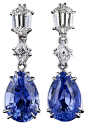 A matched pair of stunning natural electric-blue pear-shaped sapphires, with a total weight of twelve carats.