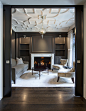 Elegant formal and enclosed dark wood floor living room photo in Chicago with gray walls, no tv and a standard fireplace