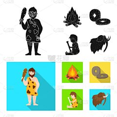 分离着色,石器时代,标志,人造物,柴火,大篝火,长牙,动物,进化