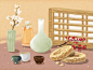 传统美食 古酿美酒 节气美食 美食插图插画设计PSD05