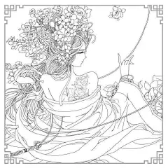 黑白线稿：手绘古风人物素描线稿_素描_古风_人物 : 手绘古风人物素描线稿 …