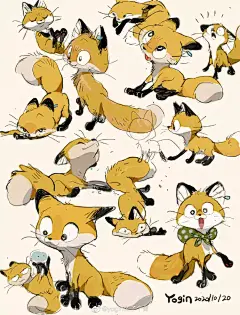 #绘画欣赏# 暖色生物 ​​​​ 画师 @yogin幺了个菁 ​​​​