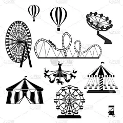 游乐园里不同景点的图标