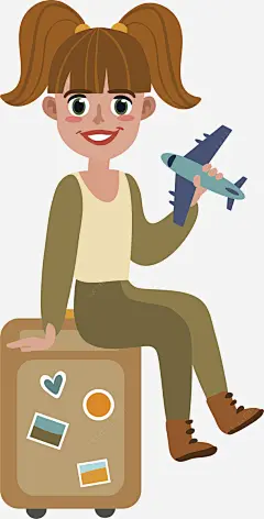 旅游主题人物扎羊角辫的女孩矢量图 旅游主题人物扎羊角辫的女孩矢量素材免费下载 旅游人物 旅行 海旅游季 相机 矢量图 色彩 行李 行李箱 远行 元素 免抠png 设计图片 免费下载 页面网页 平面电商 创意素材