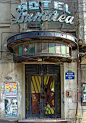Art Deco doorway glass canopy, Hotel Dunarea, built in the mid-1930s, Gara de Nord area, Bucharest (©Valentin Mandache)