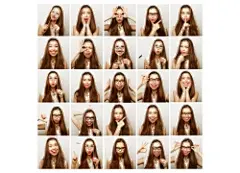 长发眼镜美女表情包