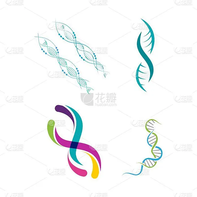 医学DNA矢量图标设计插图素材-花瓣网