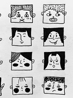 每天一画｜黑白简笔画方脑壳小人 - 小红书