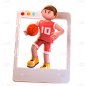 3D篮球员元素贴纸