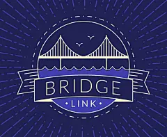 桥梁手绘logo蓝色背景矢量图高清素材 设计图片 免费下载 页面网页 平面电商 创意素材