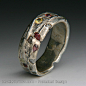 Floating Cast Ring with 9 Sapphires and 3 Rough Diamonds. ~  Jewels Curnow  ~  WOW