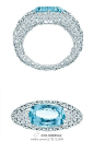 Tiffany 蒂芙尼铂金钻石手链镶嵌椭圆形海蓝宝石。虏获多少人的心！