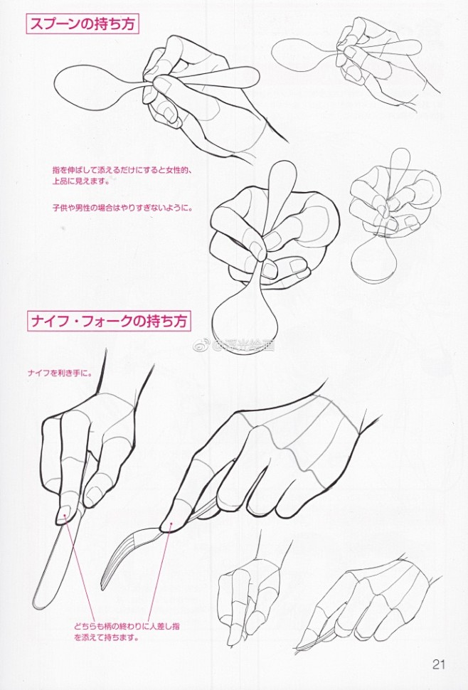 吃货的画法：拿筷子/餐具的手部画法、面部...