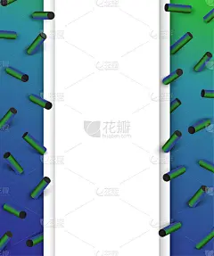 蓝色纹理背景与绿色3d几何图案。