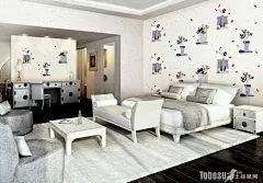 家庭卧室壁纸装修图片